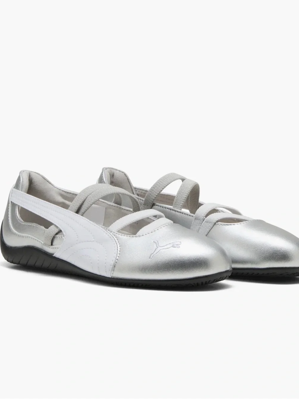 Womens PUMA Speedcat Ballet Metallic Sneaker - Silver/White | Size 6